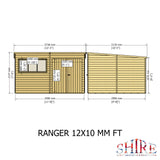 Shire Ranger 12x10 Double Door Pent Shed