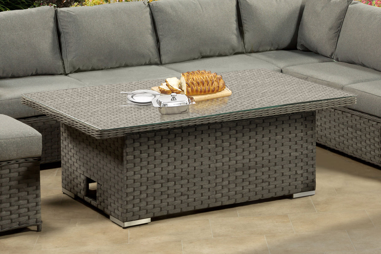 Richmond Rattan Aluminium Corner Set with Height Adjustable Table - Grey