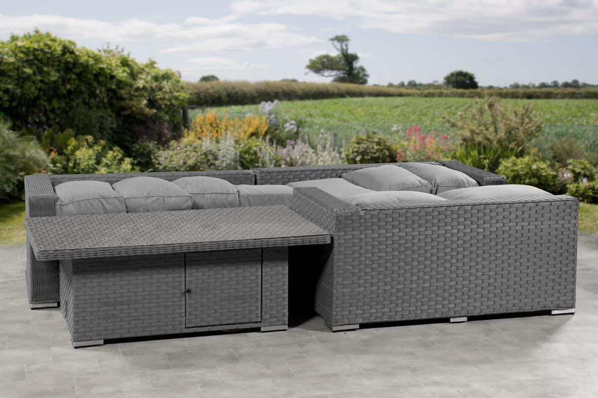 Richmond Rattan Aluminium Corner Set with Height Adjustable Table - Grey