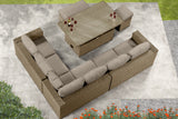 Richmond Rattan Aluminium Corner Set with Height Adjustable Table - Natural