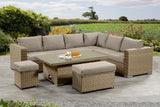 Richmond Rattan Aluminium Corner Set with Height Adjustable Table - Natural
