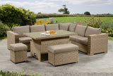 Richmond Rattan Aluminium Corner Set with Height Adjustable Table - Natural