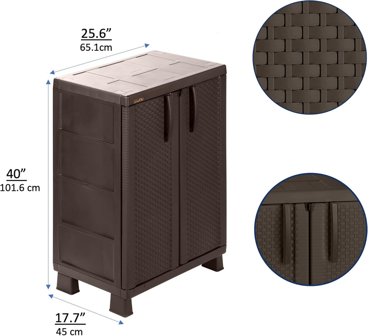 Rimax Plastic Storage Cabinet In Brown With 2 Shelves