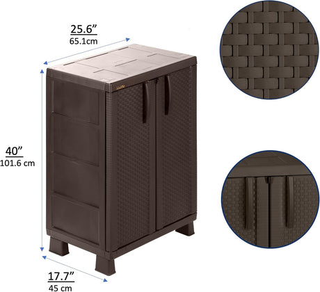 Rimax Plastic Storage Cabinet In Brown With 2 Shelves