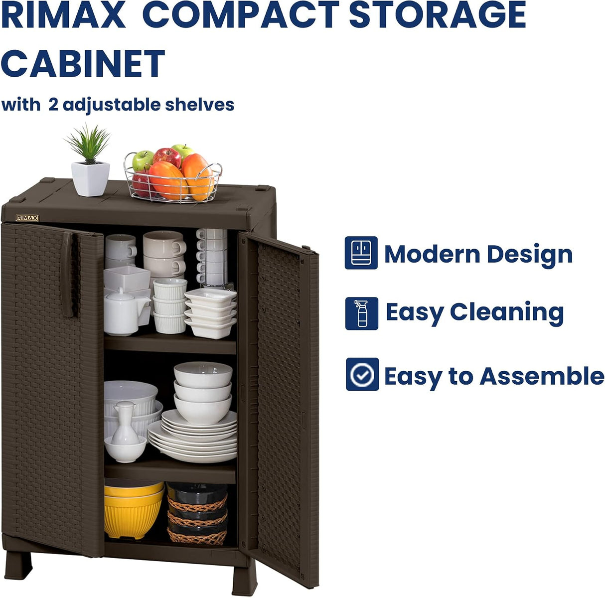 Rimax Plastic Storage Cabinet In Brown With 2 Shelves