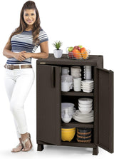 Rimax Plastic Storage Cabinet In Brown With 2 Shelves