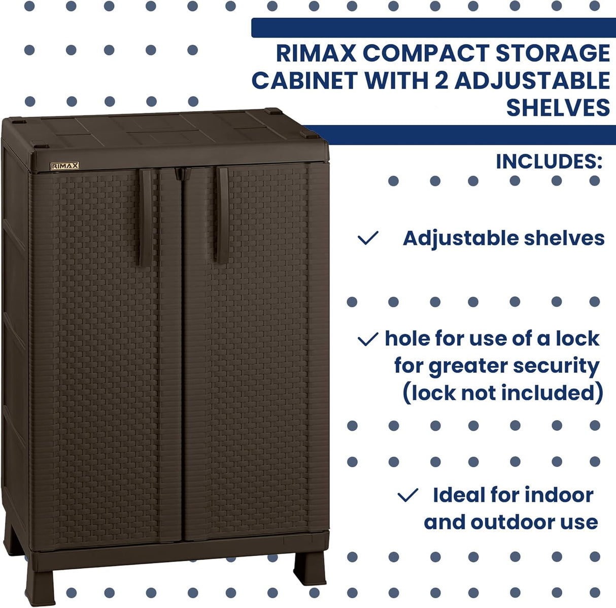 Rimax Plastic Storage Cabinet In Brown With 2 Shelves