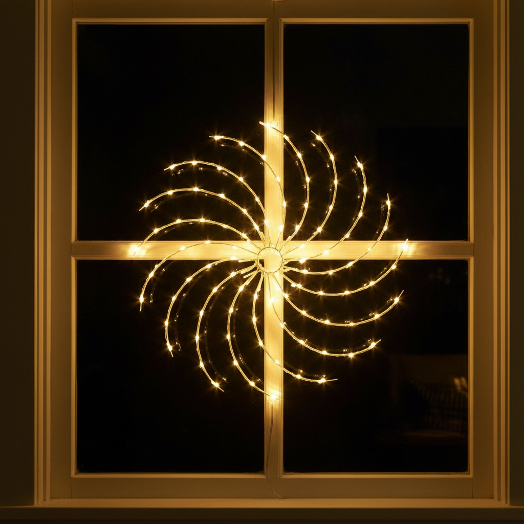 50cm Spiral Snowflake LED Silhouette - Warm White