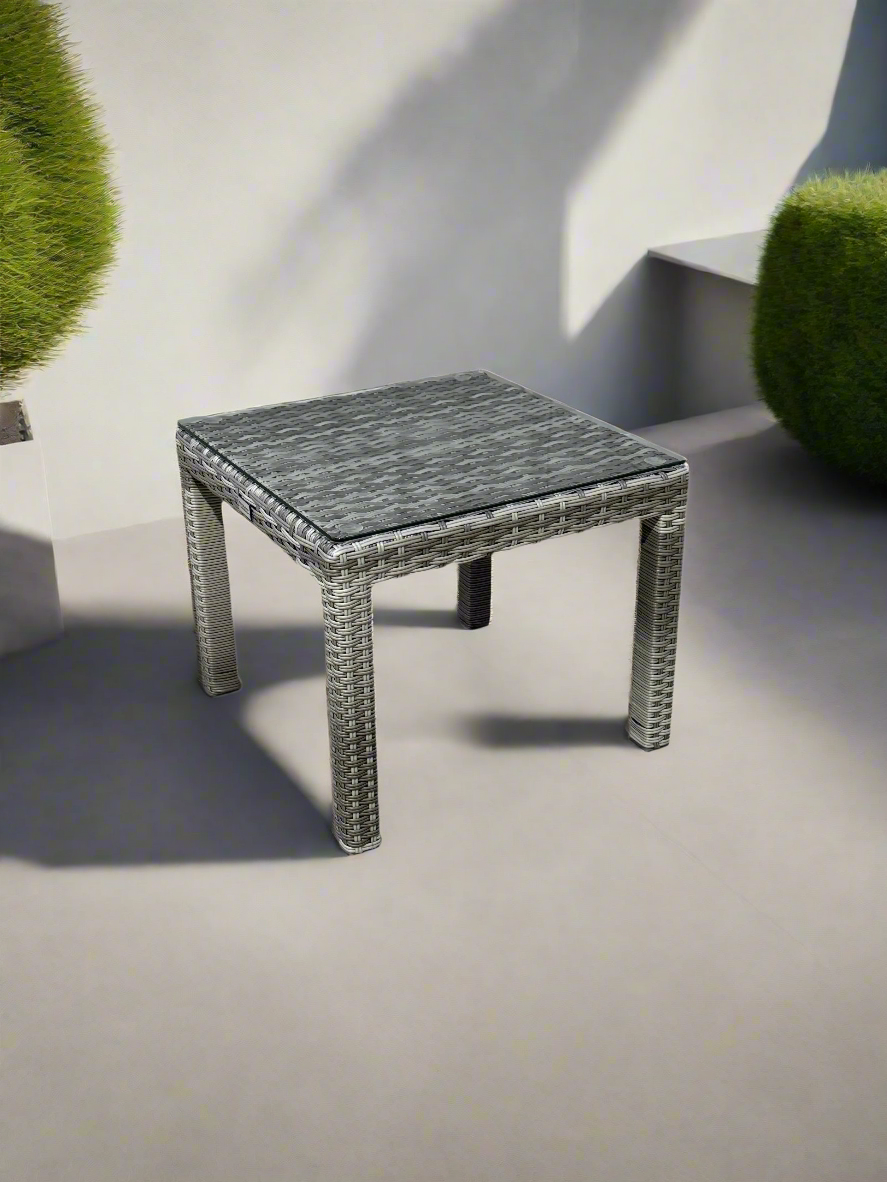 Sarasota Aluminium Rattan Side Table - Grey