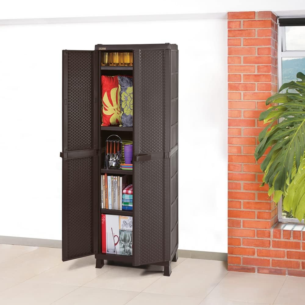 Rimax Cabinet, Resin Plastic, Brown, Tall