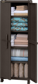 Rimax Cabinet, Resin Plastic, Brown, Tall