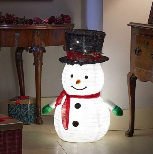 70cm Foldable Cloth Snowman with 45 White LEDs