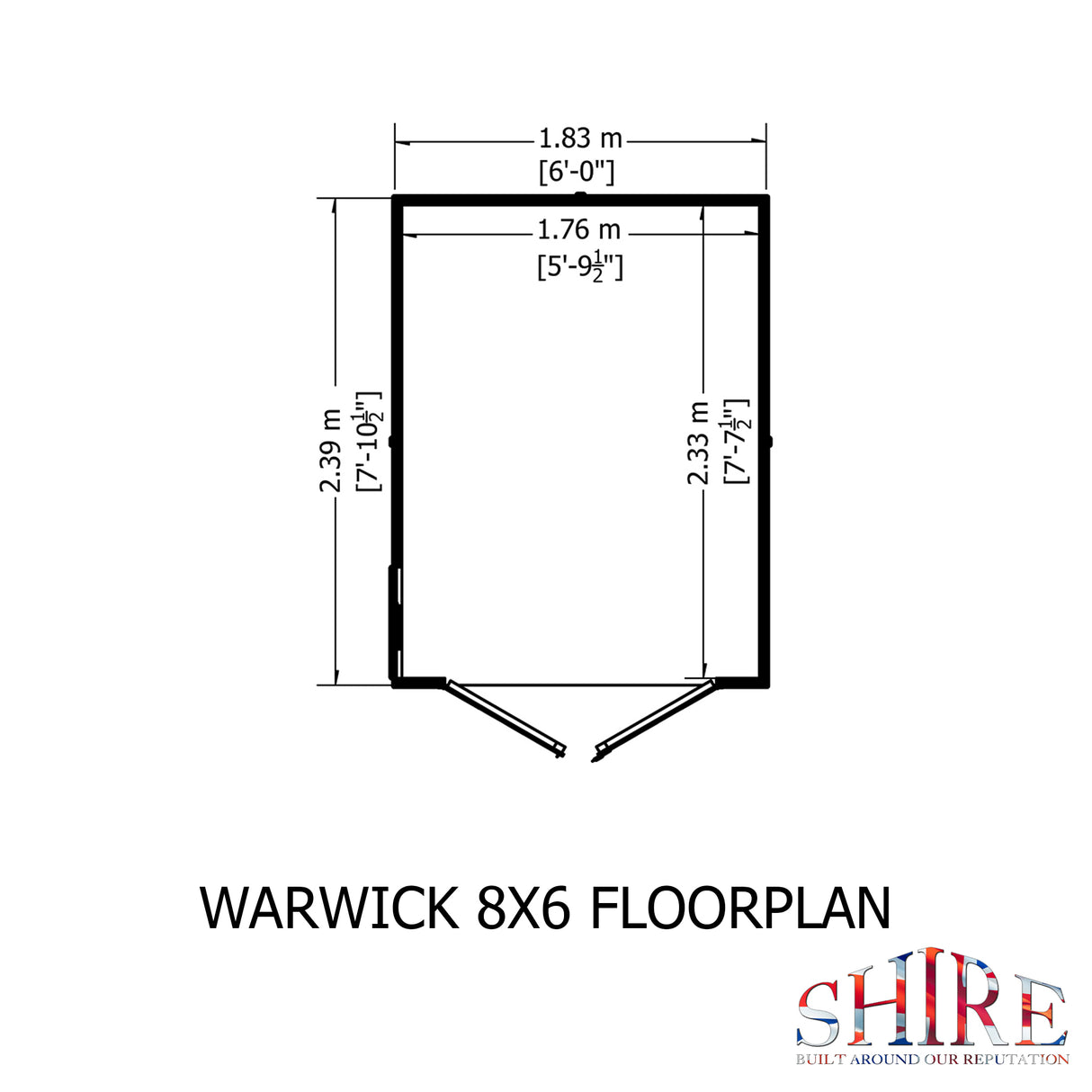 Shire Warwick Shed Double Door 8x6