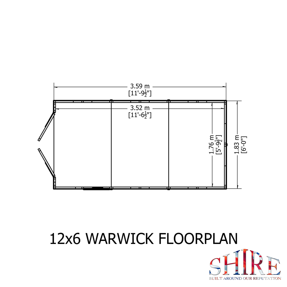 Shire Warwick 12x6 Double Door Shed