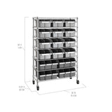 Seville 7 Tier Commercial Bin Storage with 16 Bins & Wheels