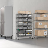 Seville 7 Tier Commercial Bin Storage with 16 Bins & Wheels