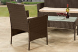 4 Piece Rattan Patio Set - Brown