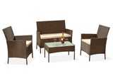 4 Piece Rattan Patio Set - Brown