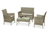 4 Piece Rattan Patio Set - Grey