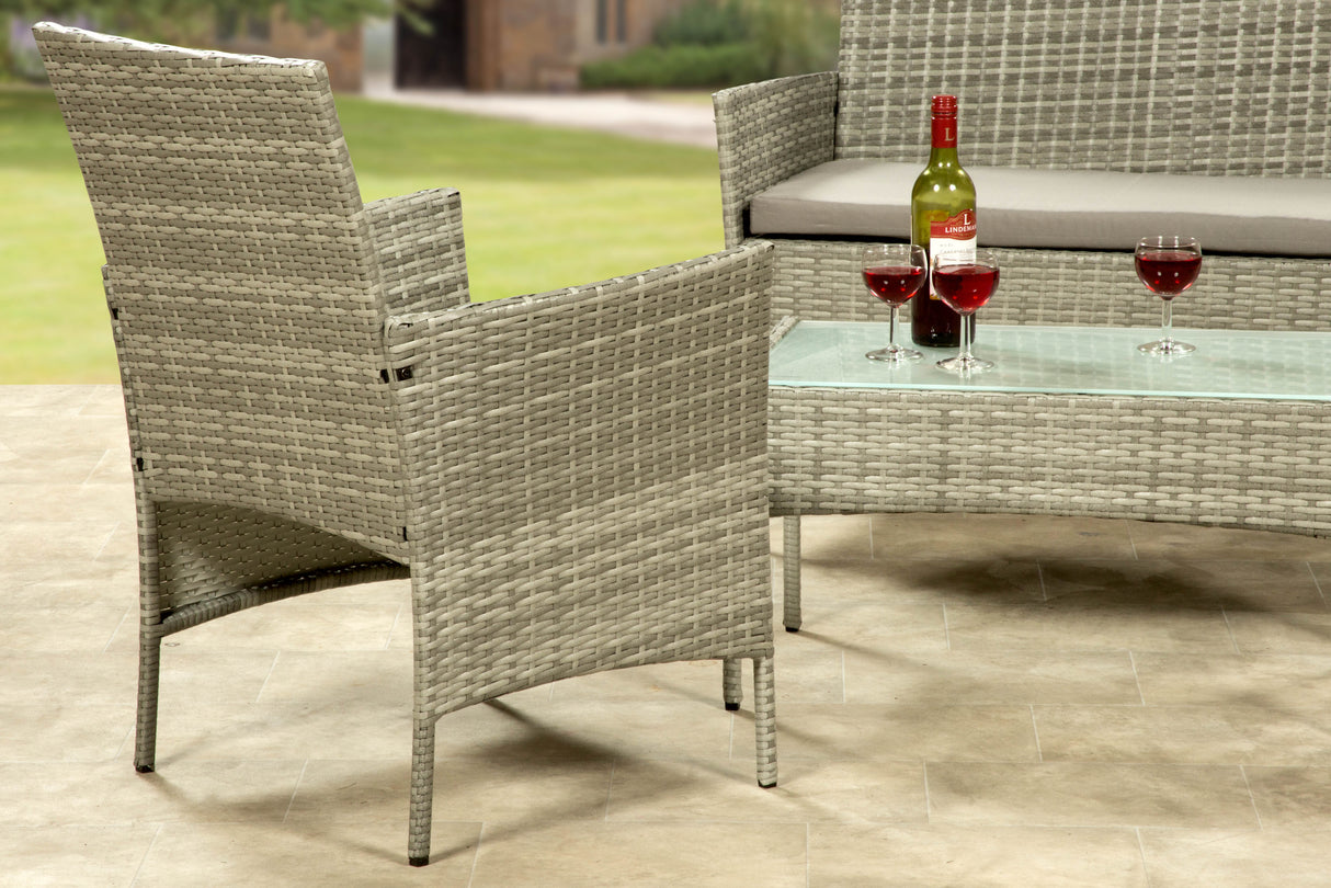 4 Piece Rattan Patio Set - Grey