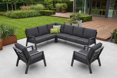 Atlas Garden Corner Sofa Set, 8 Seat, all Aluminium Frame, No Table