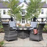 Amalfi High Back 4 Seat Round Dining Set in Grey