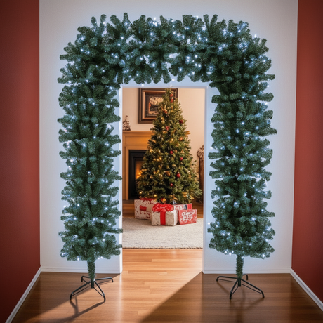 150cm Wide Single Christmas Door Arch - Pre-Lit - Ice White LED's