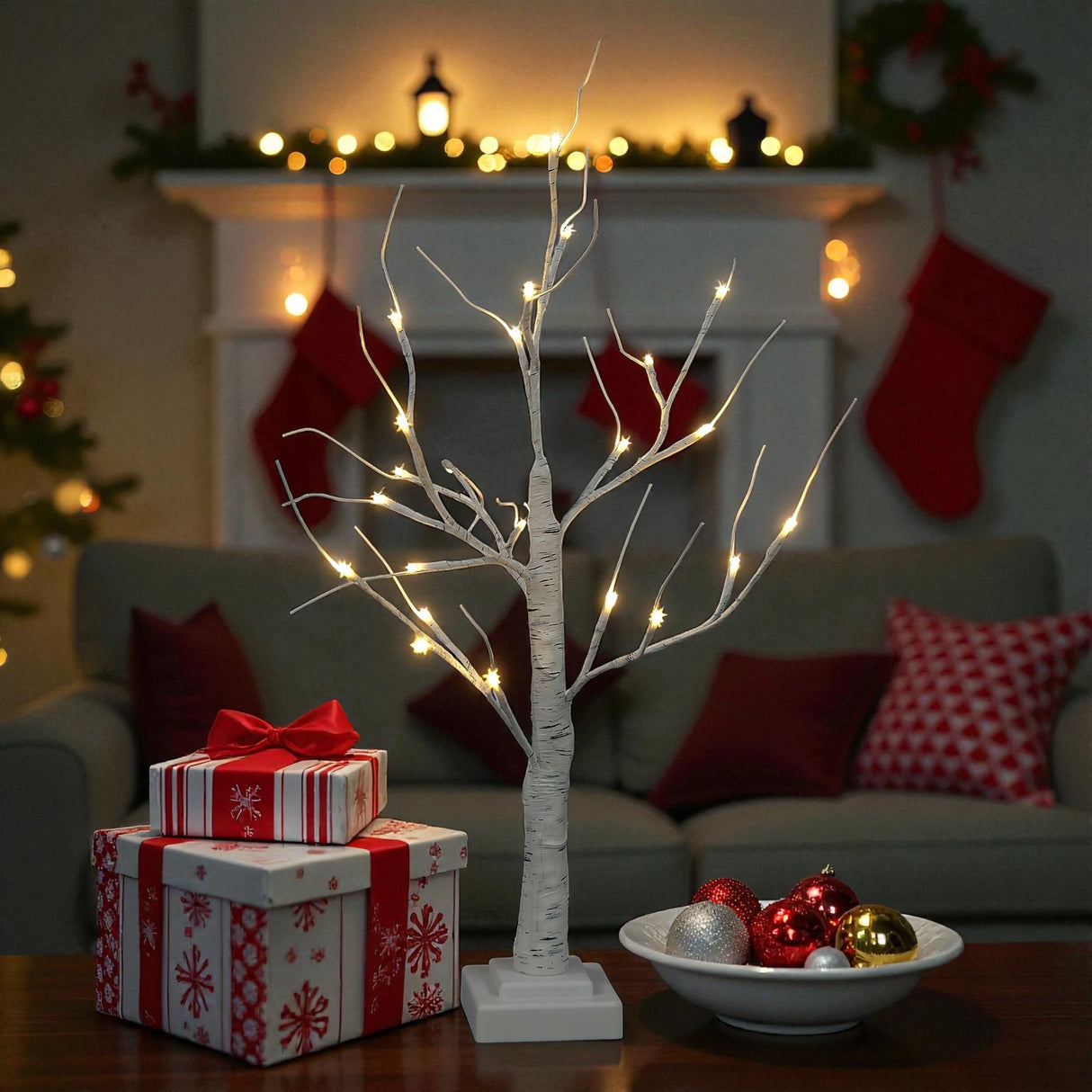 60cm White Birch Tree with 24 Warm White LEDs