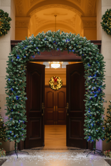 220cm Wide Curved Double Christmas Door Arch - Pre-Lit - Multicolour LED's