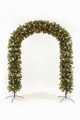 220cm Wide Curved Double Christmas Door Arch - Pre-Lit - Warm White LED's