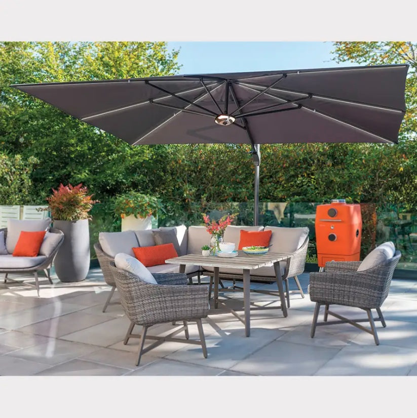 Kettler 4x3m Large Free Arm Garden Parasol in Stone (FAILED DELIVERY)