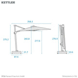 Kettler 4x3m Large Free Arm Garden Parasol in Stone (FAILED DELIVERY)