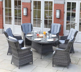 Amalfi High Back 6 Seat Oval Dining Set in Grey