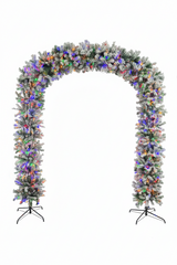 220cm Wide Curved Double Christmas Door Arch - Snow Flocked - Pre-Lit Multicolour