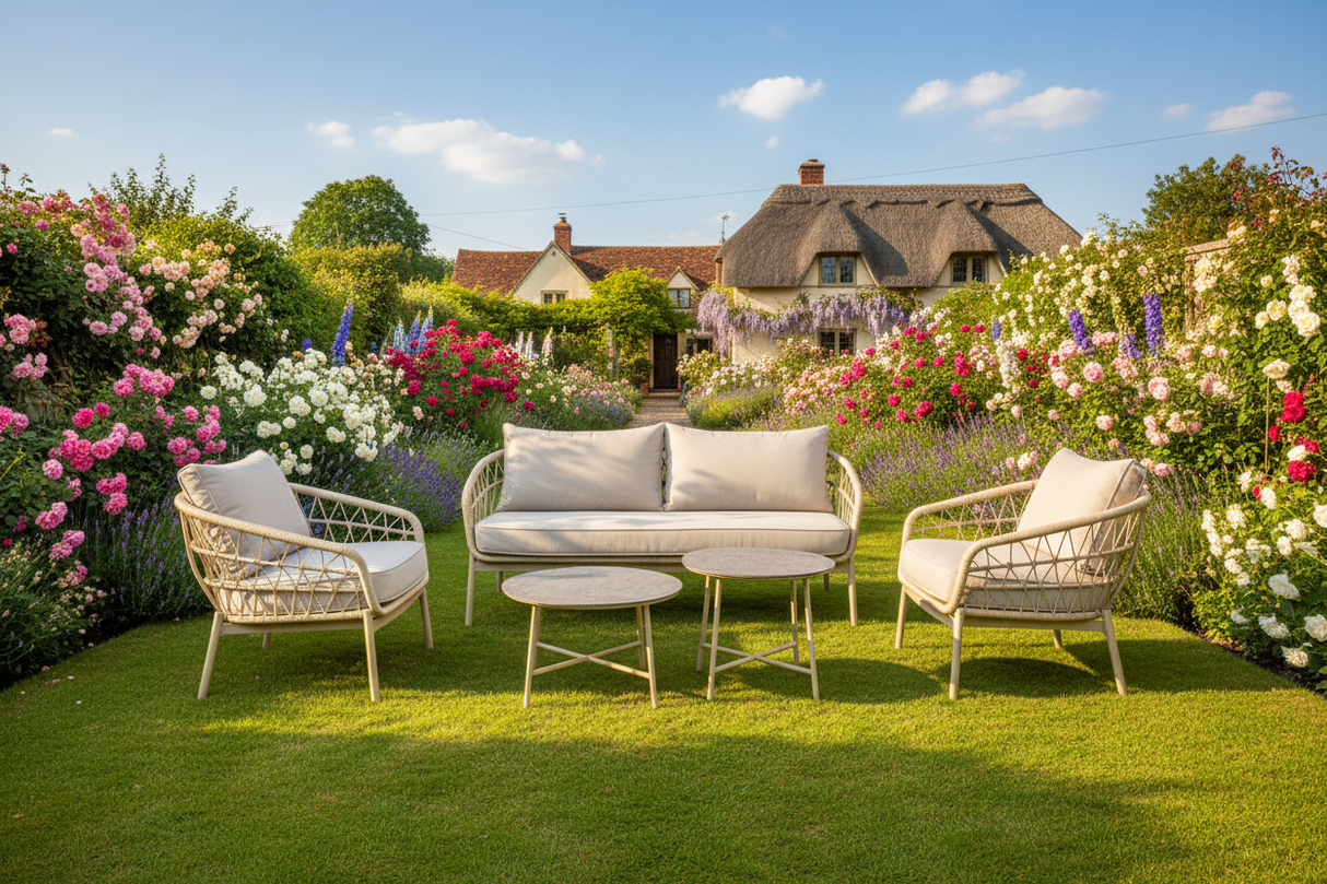 Harbour 4 Seat Garden Furniture Lounge Set - Beige