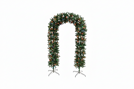 150cm Wide Single Curved Christmas Door Arch - Pre-Lit - Multicolour LED's