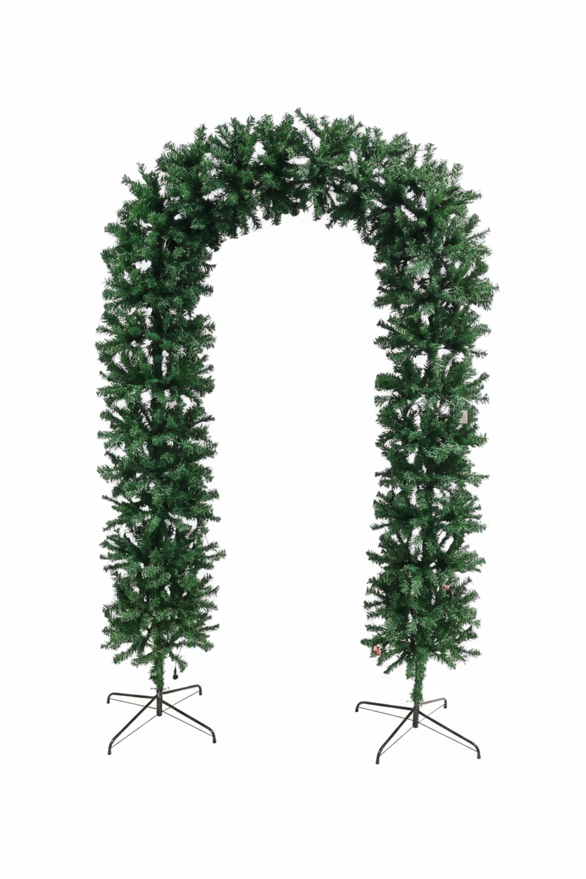 150cm Wide Single Curved Christmas Door Arch - Green