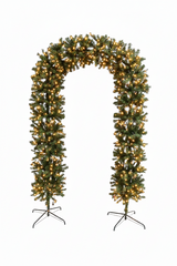 150cm Wide Single Curved Christmas Door Arch - Pre-Lit - Warm White LED's