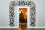 220cm Wide Double Christmas Door Arch - Snow Flocked - Warm White LED's