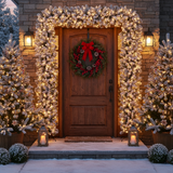 150cm Wide Single Christmas Door Arch - Snow Flocked