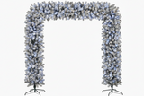 220cm Wide Double Christmas Door Arch - Snow Flocked - Ice White LED's