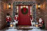 220cm Wide Double Christmas Door Arch - Snow Flocked - Multicolour LED's