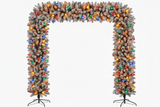 220cm Wide Double Christmas Door Arch - Snow Flocked - Multicolour LED's