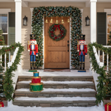 150cm Wide Single Christmas Door Arch - Snow Flocked - Pre-Lit Multicolour