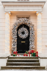 150cm Wide Single Curved Christmas Door Arch - Snow Flocked