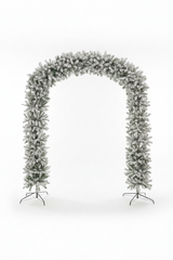 220cm Wide Curved Double Christmas Door Arch - Snow Flocked
