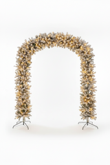 220cm Wide Curved Double Christmas Door Arch - Snow Flocked - Pre-Lit Warm White