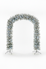 220cm Wide Curved Double Christmas Door Arch - Snow Flocked - Pre-Lit Ice White