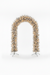 150cm Wide Single Curved Christmas Door Arch - Snow Flocked - Pre-Lit Warm White