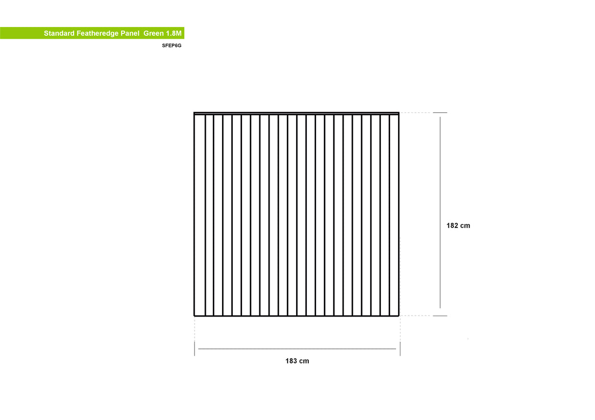 Standard Featheredge Panel Green 1.8m Vertical